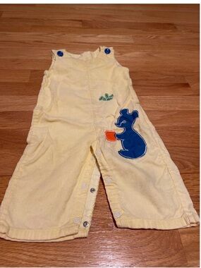 Vintage Toddle Time JCPenneys size 1 Corduroy Kids Overalls with Blue Bear